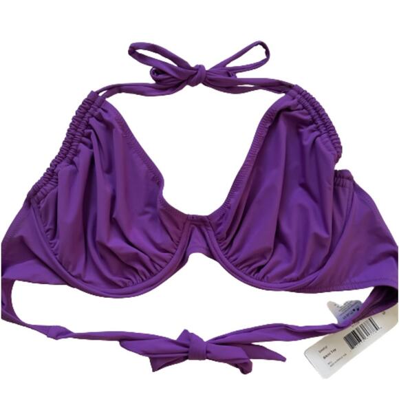 Seatop Bikini Top Swim Purple Halter Neck Underwire Adjustable Bikini Top Size H - Picture 2 of 13
